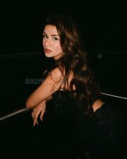 Chic Avneet Kaur in a Black Strapless Floral Lace Tube Top with a High Waisted Bottoms Photos 02