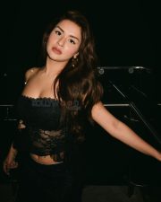 Chic Avneet Kaur in a Black Strapless Floral Lace Tube Top with a High Waisted Bottoms Photos 03