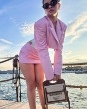 Glam Avneet Kaur in a Pink Cropped Blazer with Mini Skirt Pictures 03