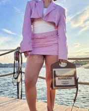 Glam Avneet Kaur in a Pink Cropped Blazer with Mini Skirt Pictures 04