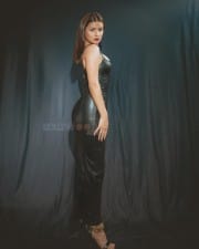 Hot Avneet Kaur in a Black Cutout Leather Dress Photos 01