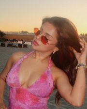 Love in Vietnam Heroine Avneet Kaur in a Pink Floral Halter Mini Dress with Cleavage Neckline Photos 02 Love in Vietnam Heroine Avneet Kaur in a Pink Floral Halter Mini Dress with Cleavage Neckline Photos 02
