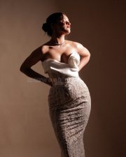 Party Till I Die Actress Avneet Kaur in a Silver and White Strapless Corset Style Gown Pictures 01