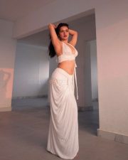 Sensual Actress Avneet Kaur in a White Halter Crop Top Photos 02