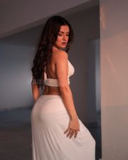 Sensual Actress Avneet Kaur in a White Halter Crop Top Photos 04