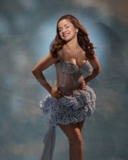 Sexy Avneet Kaur in a Gray Transparent Deep Neck Mini Dress with a Long Robe Pictures 05