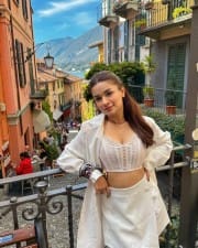 Sexy Avneet Kaur in a White Lace Crop Top in Italy Photos 04