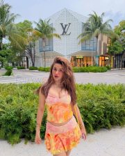 Sultry Avneet Kaur Cleavage in a Pink Floral Lace Crop Top Photos 04