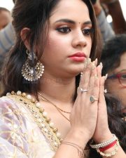 Actress Aishwarya Dutta At A Movie Pooja Pictures