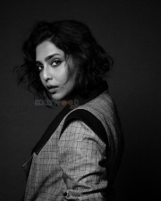 Actress Aishwarya Lekshmi in a Crop Top with Blazer Pant Black and White Photos 05