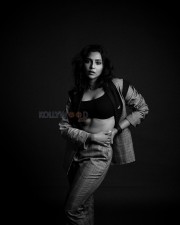 Actress Aishwarya Lekshmi in a Crop Top with Blazer Pant Black and White Photos 07