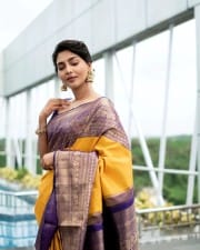 Actress Aishwarya Lekshmi in a Traditional Silk Saree Photos 01