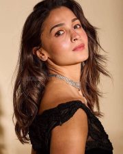 Actress Alia Bhatt in a Vintage Black Midi Length Cocktail Gown Photos 01