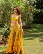 Actress Ananya Panday in a Mustard Yellow Three Piece Sharara Set Photos 05