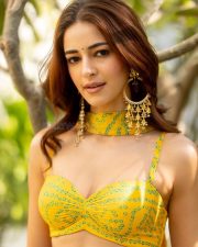 Actress Ananya Panday in a Mustard Yellow Three Piece Sharara Set Photos 06