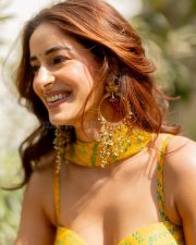 Actress Ananya Panday in a Mustard Yellow Three Piece Sharara Set Photos 08