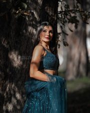 Actress Andrea Jeremiah in an Electric Blue Lehenga at Paris Photos 03