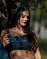 Actress Andrea Jeremiah in an Electric Blue Lehenga at Paris Photos 04