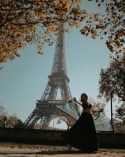 Actress Andrea Jeremiah in an Electric Blue Lehenga at Paris Photos 06