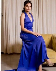 Actress Andreah Jeremiah Sexy Blue Dress Photoshoot Stills