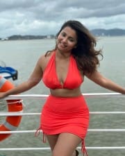 Actress Anicka Vikhraman Holiday Red Bikini Photos 06