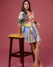 Actress Anikha Surendran in a Colorful Short Dress Photoshoot Pictures 05