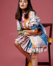 Actress Anikha Surendran in a Colorful Short Dress Photoshoot Pictures 06