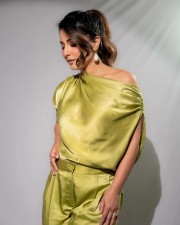 Actress Hina Khan in a Lime Green Satin Jumpsuit Pictures 01