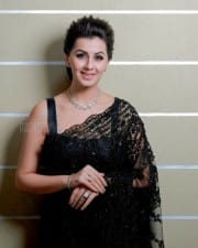 Actress Nikki Galrani Black Saree Photoshoot Pictures