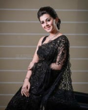Actress Nikki Galrani Black Saree Photoshoot Pictures