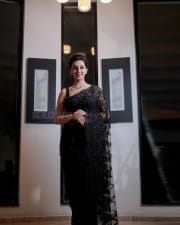 Actress Nikki Galrani Black Saree Photoshoot Pictures