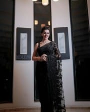 Actress Nikki Galrani Black Saree Photoshoot Pictures