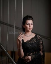 Actress Nikki Galrani Black Saree Photoshoot Pictures