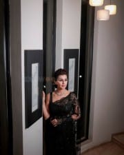 Actress Nikki Galrani Black Saree Photoshoot Pictures