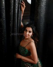Actress Parvati Nair in a Gold Embroidered Green Blouse and Black Dupatta Photos 07