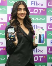 Actress Pooja Hegde At The Launch Of Oppo F Pro Mobile Photos