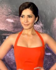 Actress Raashi Khanna in an Orange Midi Dress Pictures 03