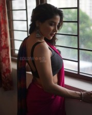 Actress Sakshi Agarwal in a Sexy Hot Purple Saree Photoshoot Pictures 04