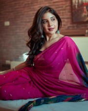 Actress Sakshi Agarwal in a Sexy Hot Purple Saree Photoshoot Pictures 06