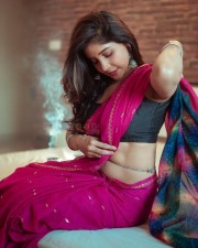 Actress Sakshi Agarwal in a Sexy Hot Purple Saree Photoshoot Pictures 07