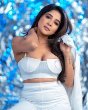 Actress Sakshi Agarwal in a White Corset Crop Top Pictures 01