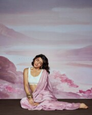Actress Samantha Ruth in a Pink Saree and White Blouse Photos 02