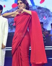 Actress Samantha in a Red Saree at Khushi Event Photos 03