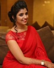 Actress Shyamala Red Saree Pictures