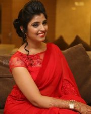 Actress Shyamala Red Saree Pictures