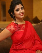 Actress Shyamala Red Saree Pictures