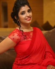 Actress Shyamala Red Saree Pictures