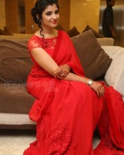 Actress Shyamala Red Saree Pictures