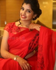 Actress Shyamala Red Saree Pictures