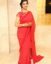 Actress Shyamala Red Saree Pictures